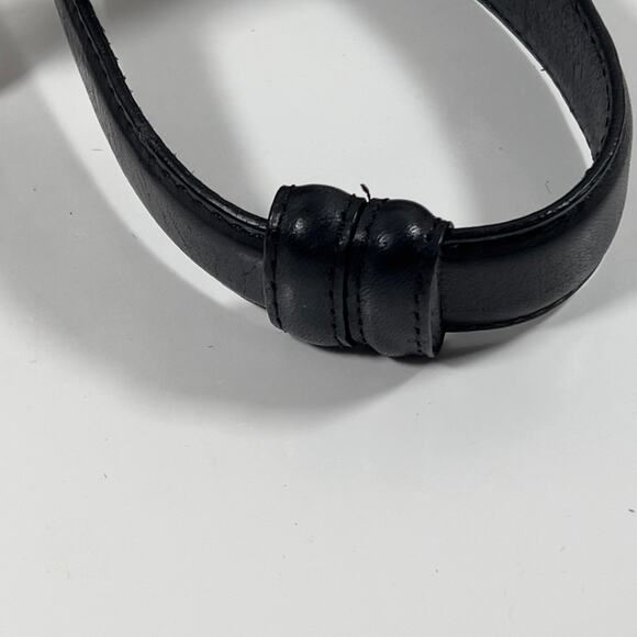 Bold Metal Hook & Eye Black Leather Statement Belt Med Boho 40" x 1 Adjustable - Picture 2 of 13